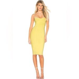 BCBGMaxazria Women’s Bodycon Corset Bandage Dress Limelight Yellow Small